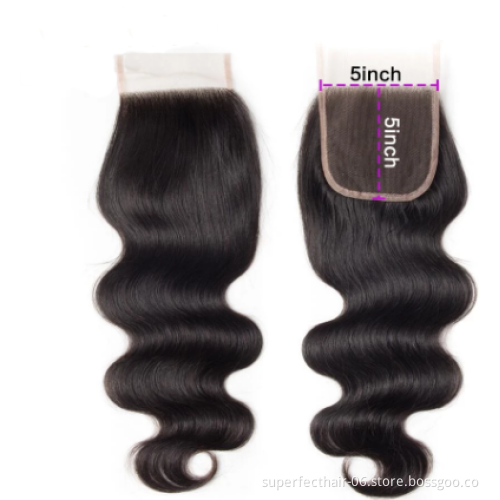 5x5 Swiss Lace Closure 100% Brazilian Human Hair Transparent Lace Closure,HD Lace Closure